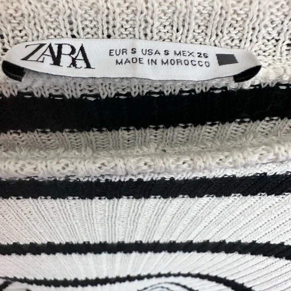 Zara Striped Black and Cream Sweater - Picture 2 of 6
